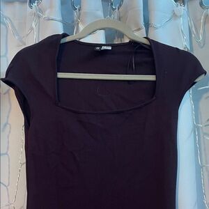 H&M Black Short Sleeve Scoop Neck Dress Top